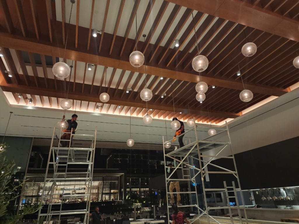 hotel chandelier cleaning